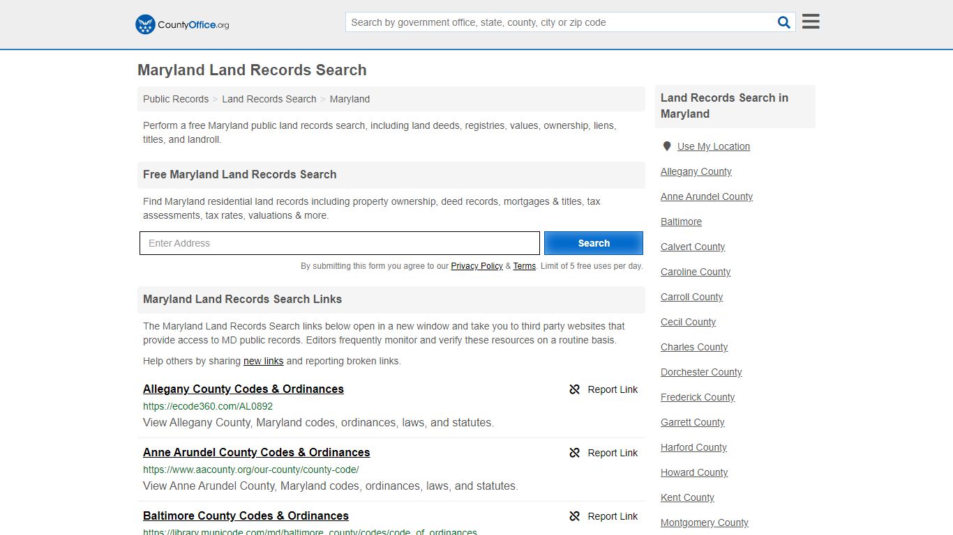 Maryland Land Records Search - County Office